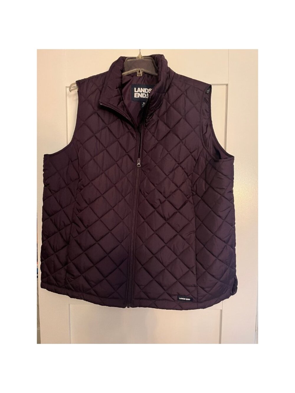 Lands' End Women's 1X Quilted Vest Purple Full Zip Insulated 16W 18W